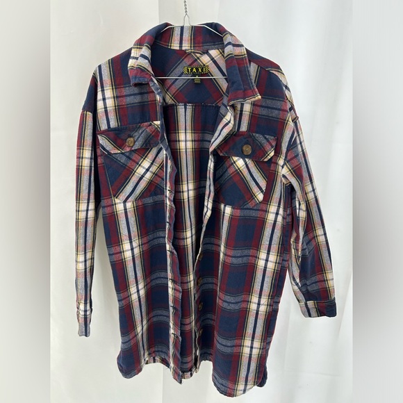 Taxi Y2K Plaid Flannel Shirt SHACKET - Picture 2 of 4